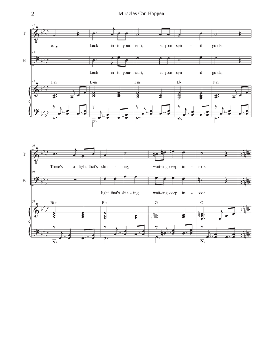 Miracles Can Happen (2-part choir - (TB) TB scores gallery preview page 2