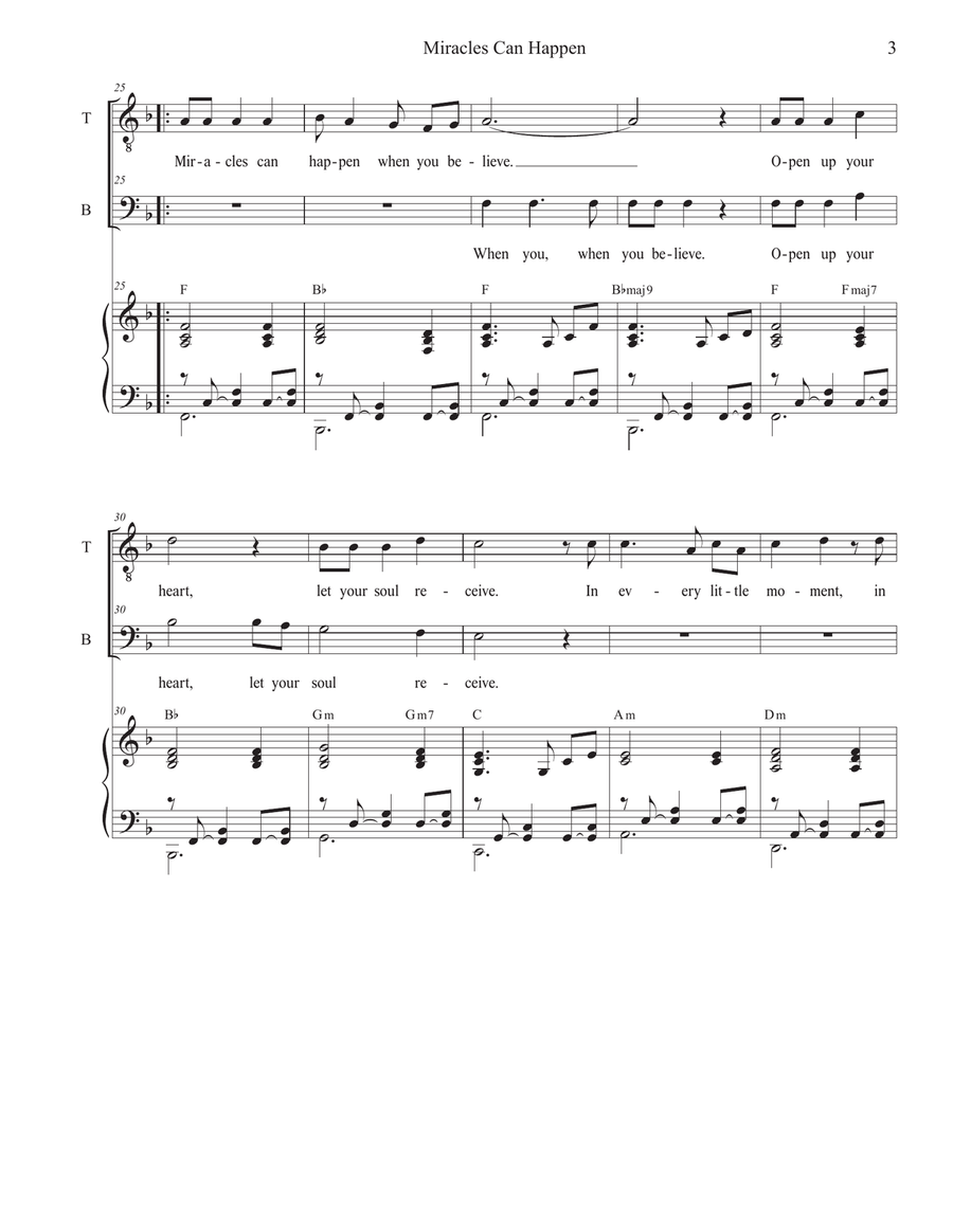 Miracles Can Happen (2-part choir - (TB) TB scores gallery preview page 3
