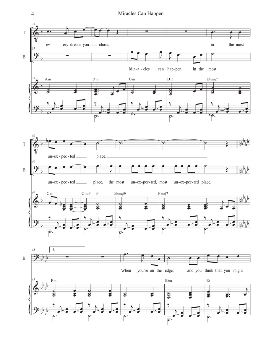Miracles Can Happen (2-part choir - (TB) TB scores gallery preview page 4