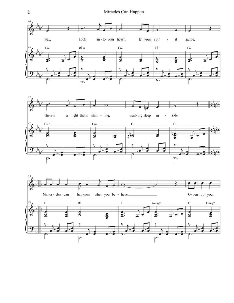 Miracles Can Happen (Unison choir) Unison Choir scores gallery preview page 2