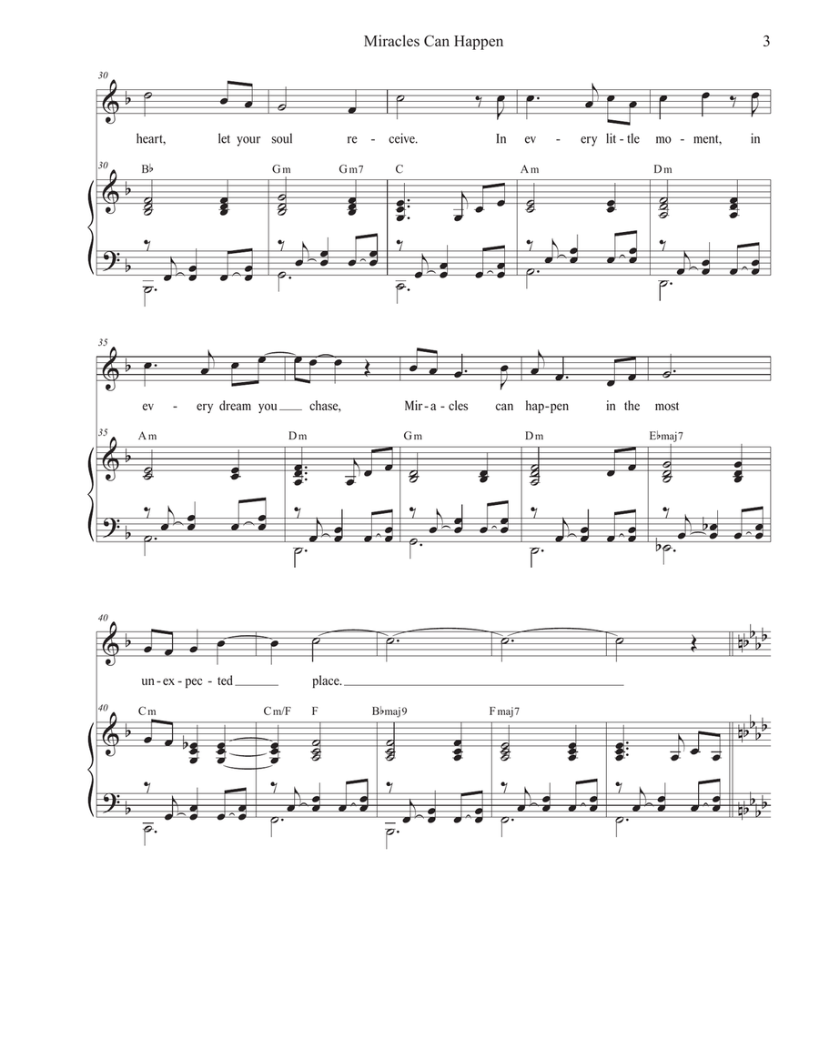 Miracles Can Happen (Unison choir) Unison Choir scores gallery preview page 3