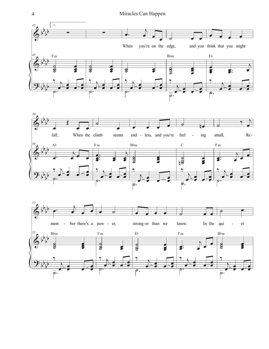 Miracles Can Happen (Unison choir) Unison Choir scores gallery preview page 4