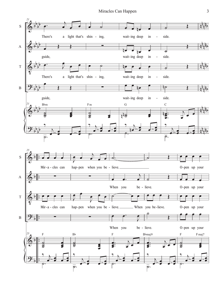 Miracles Can Happen (Vocal Quartet - (SATB) 4-Part scores gallery preview page 3