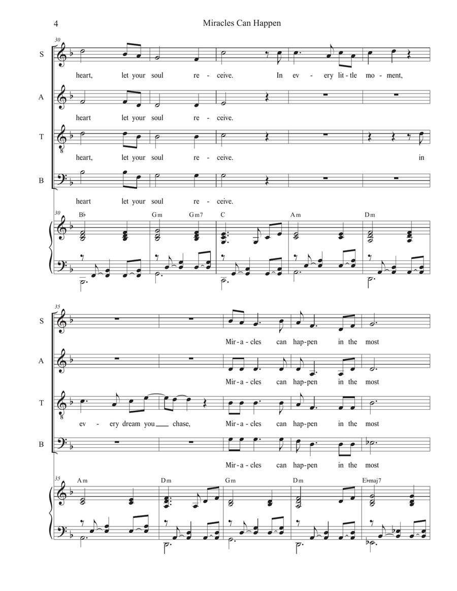 Miracles Can Happen (Vocal Quartet - (SATB) 4-Part scores gallery preview page 4