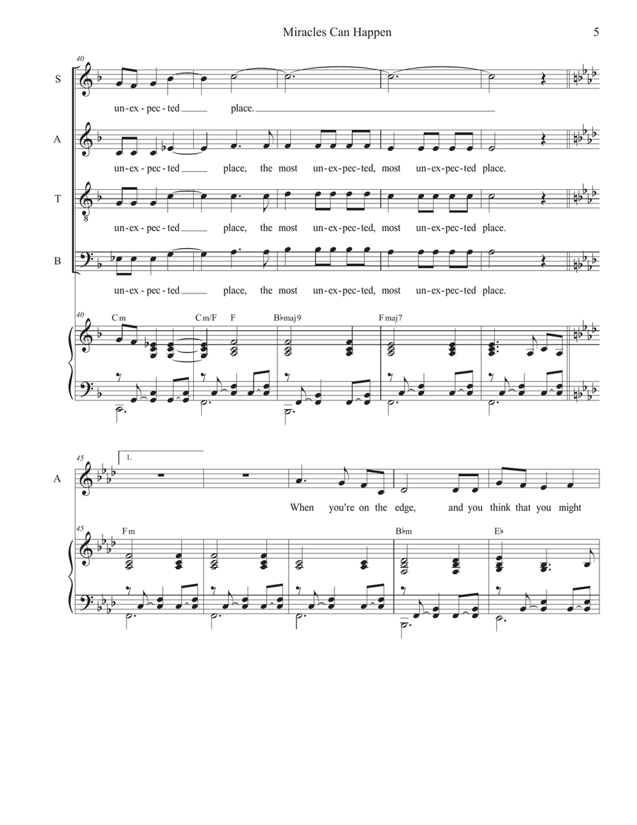 Miracles Can Happen (Vocal Quartet - (SATB) 4-Part scores gallery preview page 5