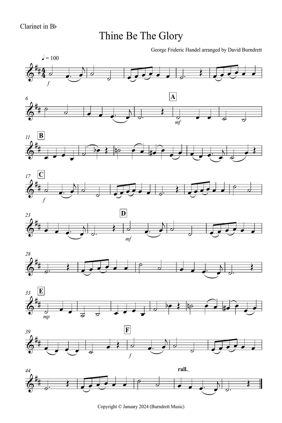Thine Be The Glory for Clarinet and Violin Duet B-Flat Clarinet scores gallery preview page 3