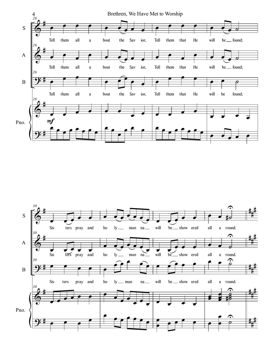 Brethren, We Have Met to Worship 3-Part scores gallery preview page 4