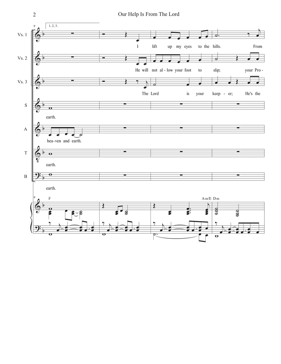 Our Help Is From The Lord (Vocal Quartet - (SATB) 4-Part scores gallery preview page 2