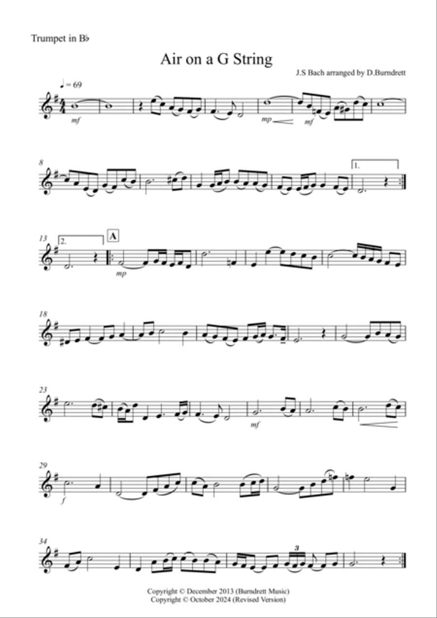 Air on a G String for Trumpet, Violin and Cello Trio Small Ensemble scores gallery preview page 3