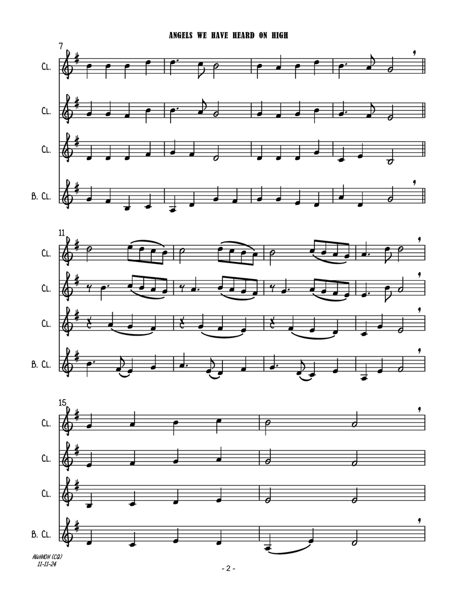 10 Christmas Songs for Clarinet Quartet: Second Edition Clarinet Quartet scores gallery preview page 6