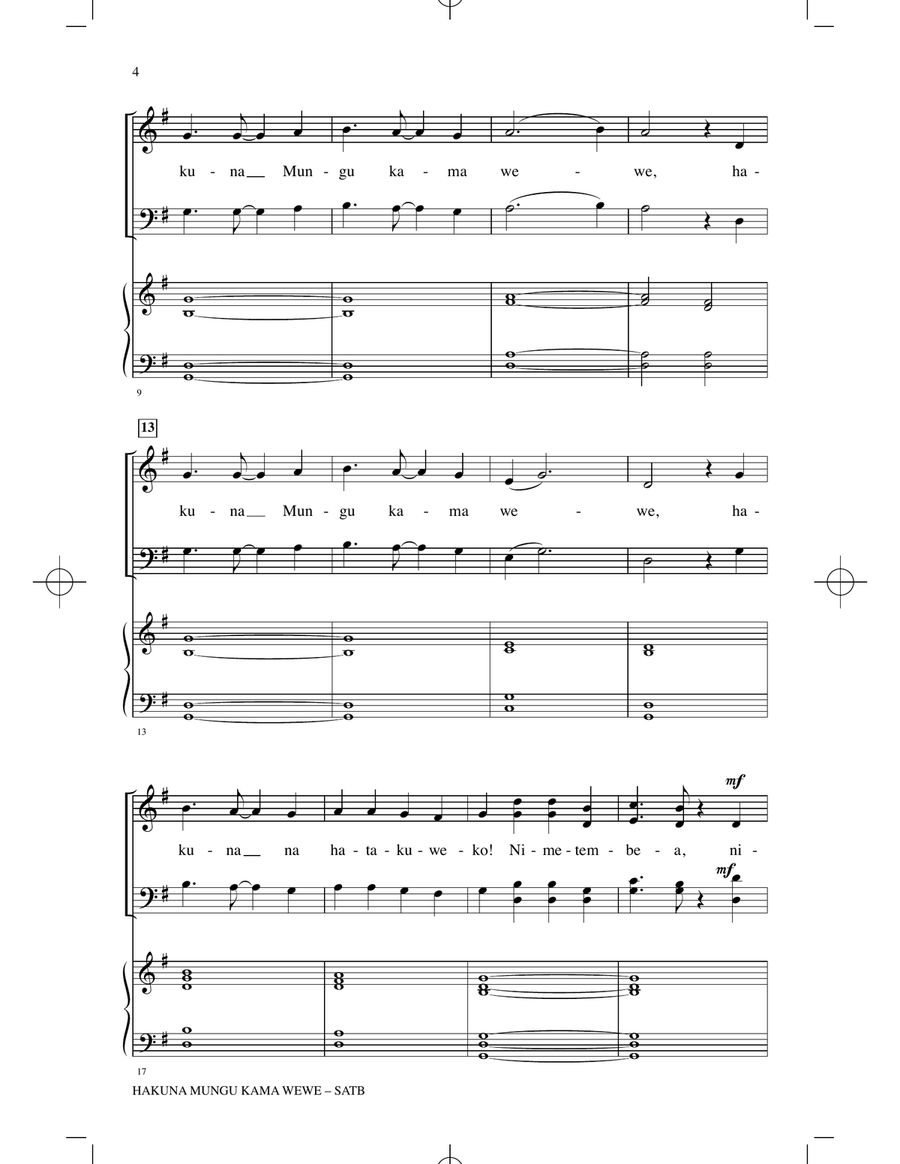 Hakuna Mungu Kama Wewe Hakuna Mungu Kama Wewe 4-Part scores gallery preview page 2