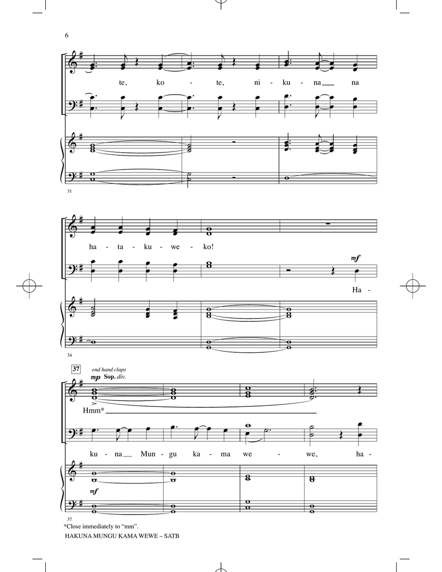 Hakuna Mungu Kama Wewe Hakuna Mungu Kama Wewe 4-Part scores gallery preview page 4