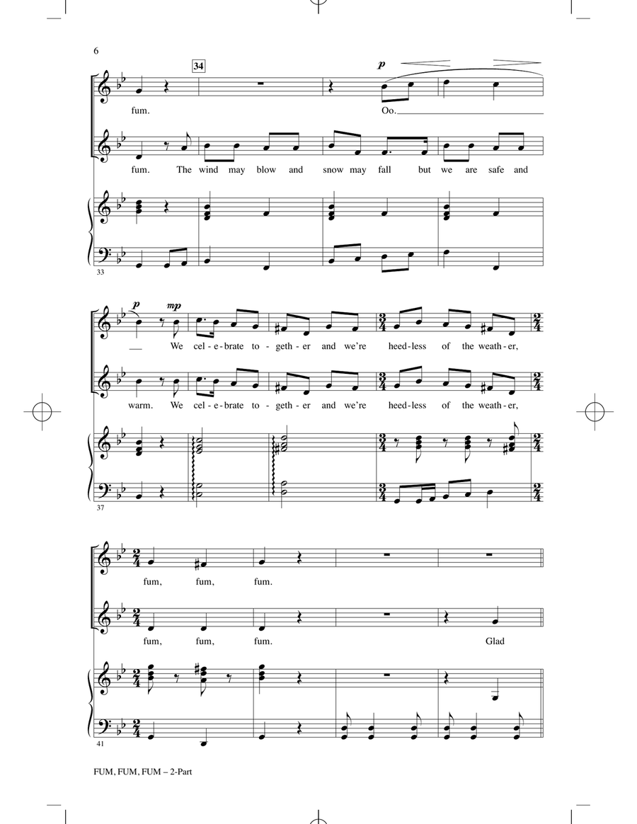 Fum, Fum, Fum (arr. Audrey Snyder) 2-Part scores gallery preview page 4