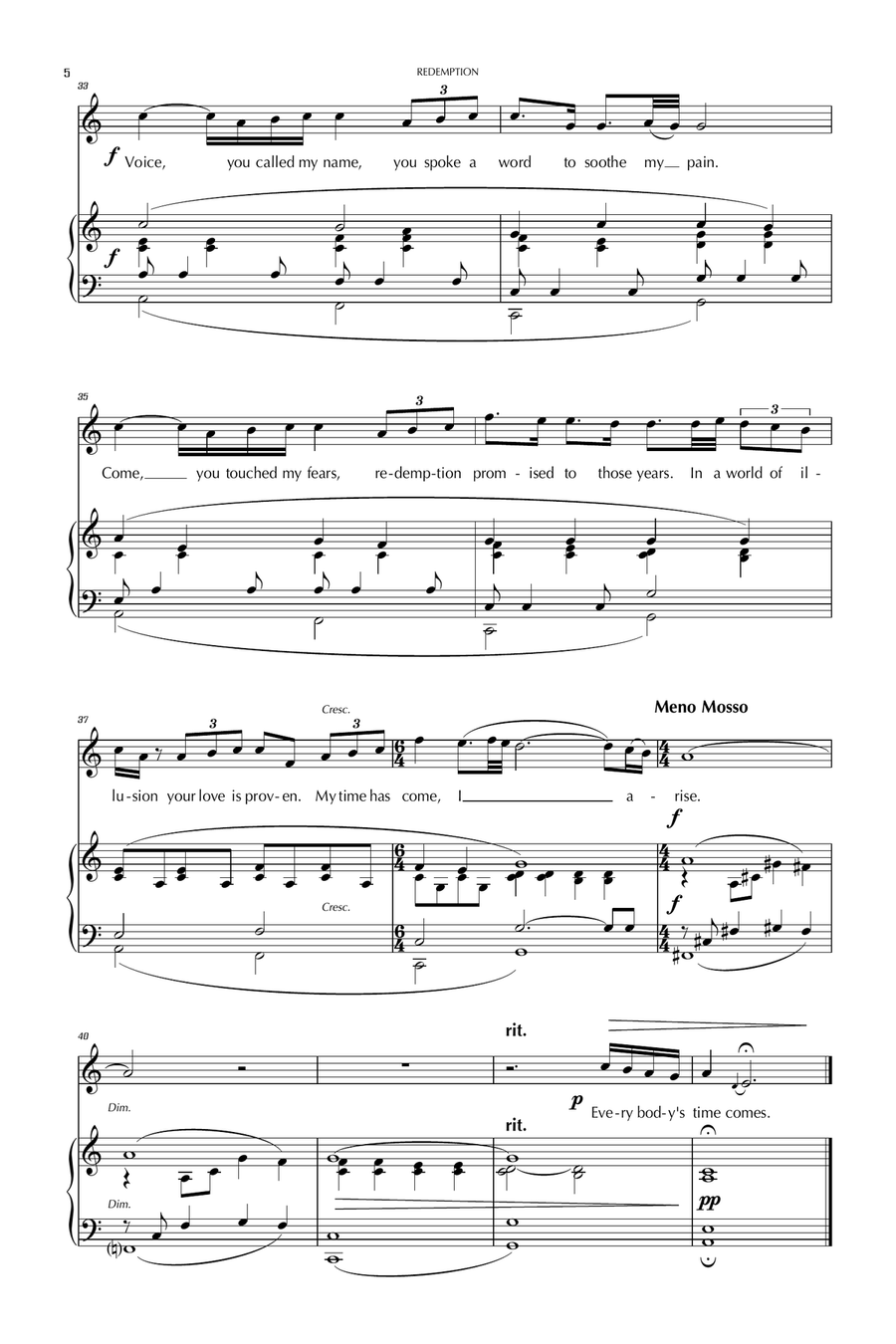 REDEMPTION Piano, Vocal scores gallery preview page 4
