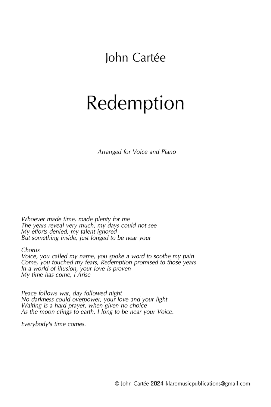REDEMPTION Piano, Vocal scores gallery preview page 5