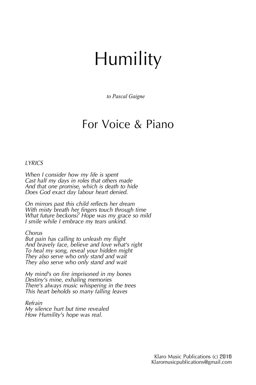 HUMILITY Piano, Vocal scores gallery preview page 5
