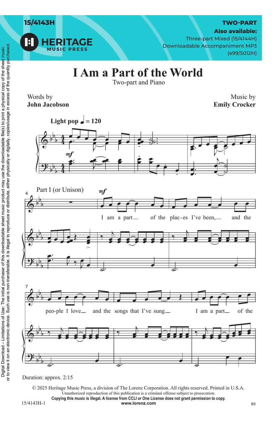 I Am a Part of the World I Am a Part of the World Choir scores gallery preview page 1