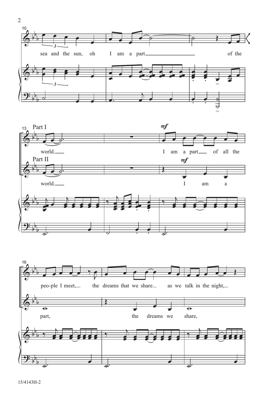 I Am a Part of the World I Am a Part of the World Choir scores gallery preview page 2