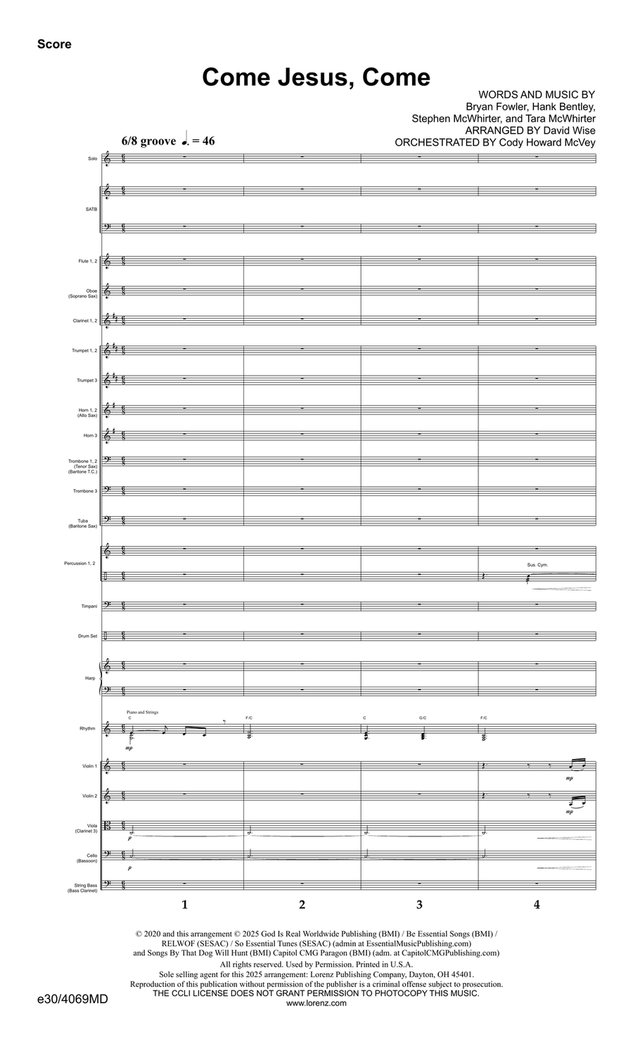 Come Jesus Come - Downloadable Orchestration Orchestra scores gallery preview page 3