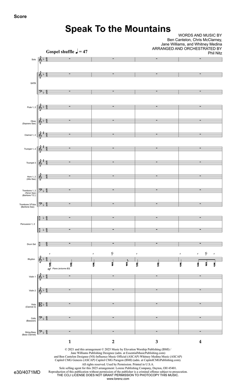 Speak to the Mountains - Downloadable Orchestration Orchestra scores gallery preview page 3