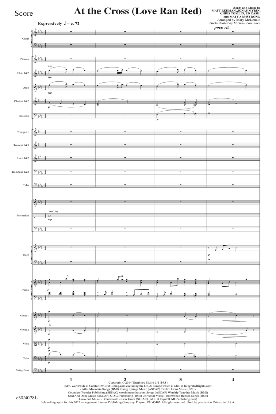 At the Cross (Love Ran Red) - Downloadable Orchestral Score and Parts Score scores gallery preview page 2