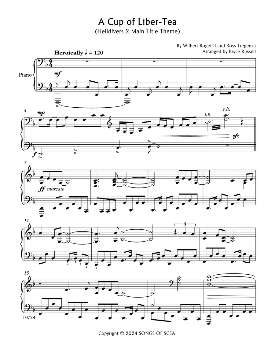 A Cup Of Liber-Tea (Helldivers 2 Main Title Theme) Piano Solo scores gallery preview page 3