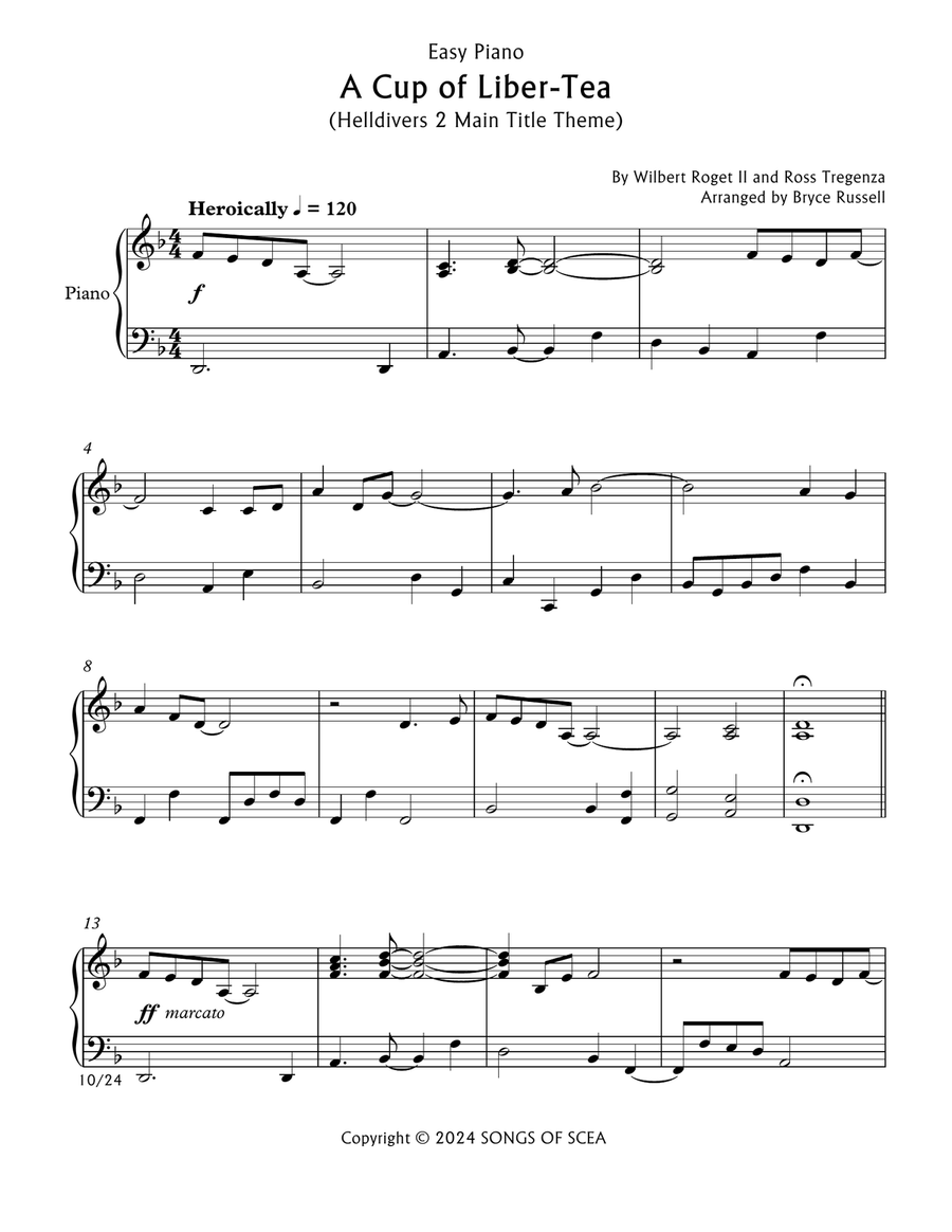 A Cup Of Liber-Tea (Helldivers 2 Main Title Theme) Easy Piano scores gallery preview page 3
