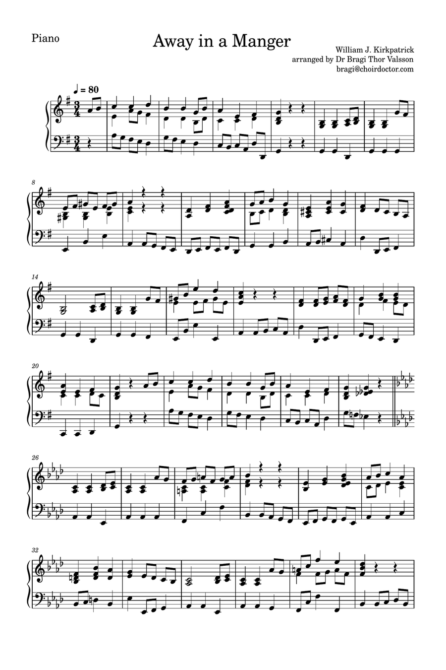Away in a Manger - Bass Clarinet with Piano accompaniment Bass Clarinet scores gallery preview page 5