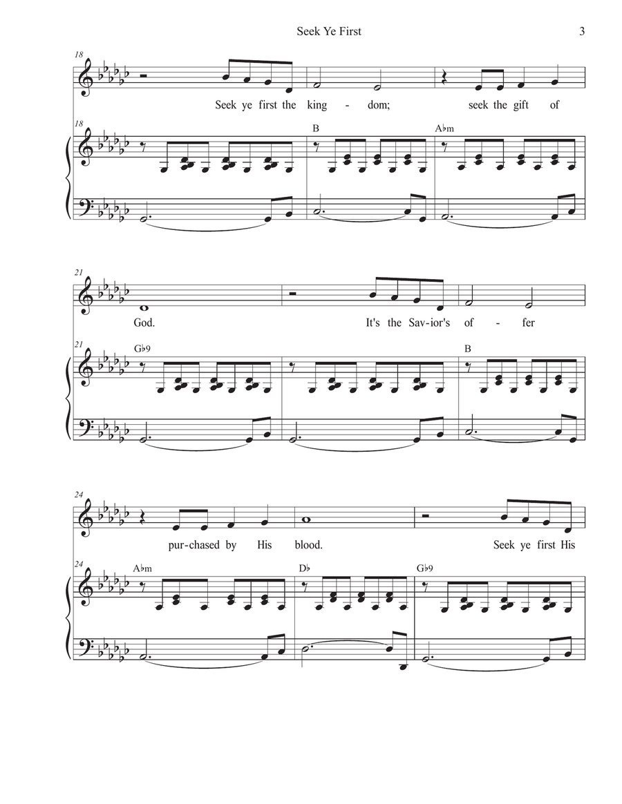 Seek Ye First (Vocal solo) Piano, Vocal scores gallery preview page 3