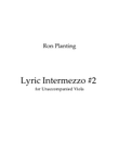 Lyric Intermezzo #2 for Unaccompanied Viola