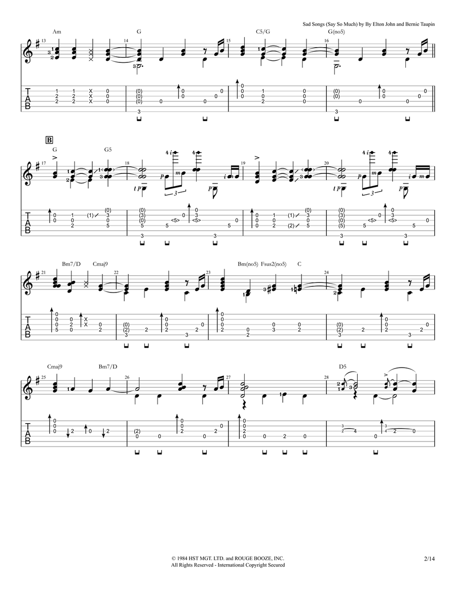 Sad Songs (Say So Much) Acoustic Guitar scores gallery preview page 2