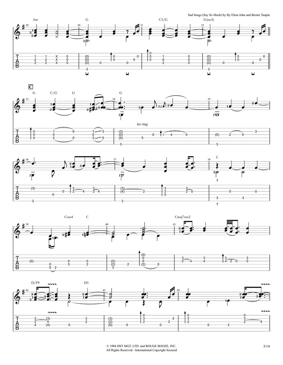 Sad Songs (Say So Much) Acoustic Guitar scores gallery preview page 3
