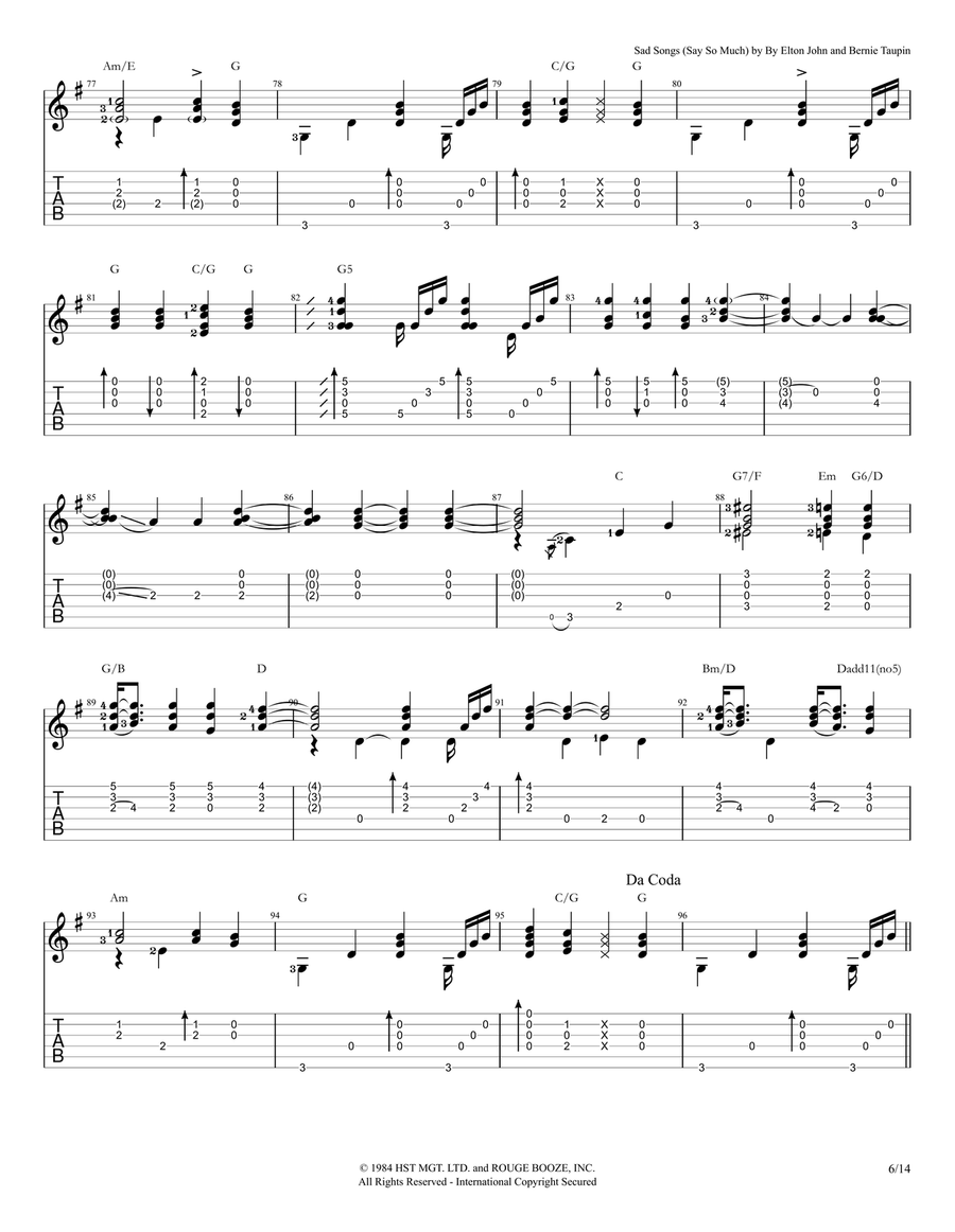 Sad Songs (Say So Much) Acoustic Guitar scores gallery preview page 6
