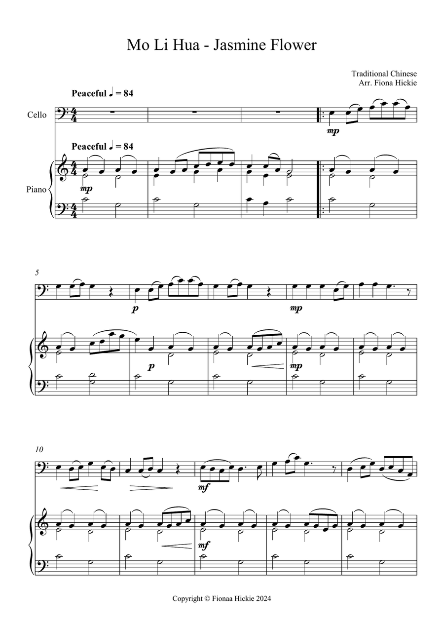 Mo Li Hua - Jasmine Flower Piano scores gallery preview page 2