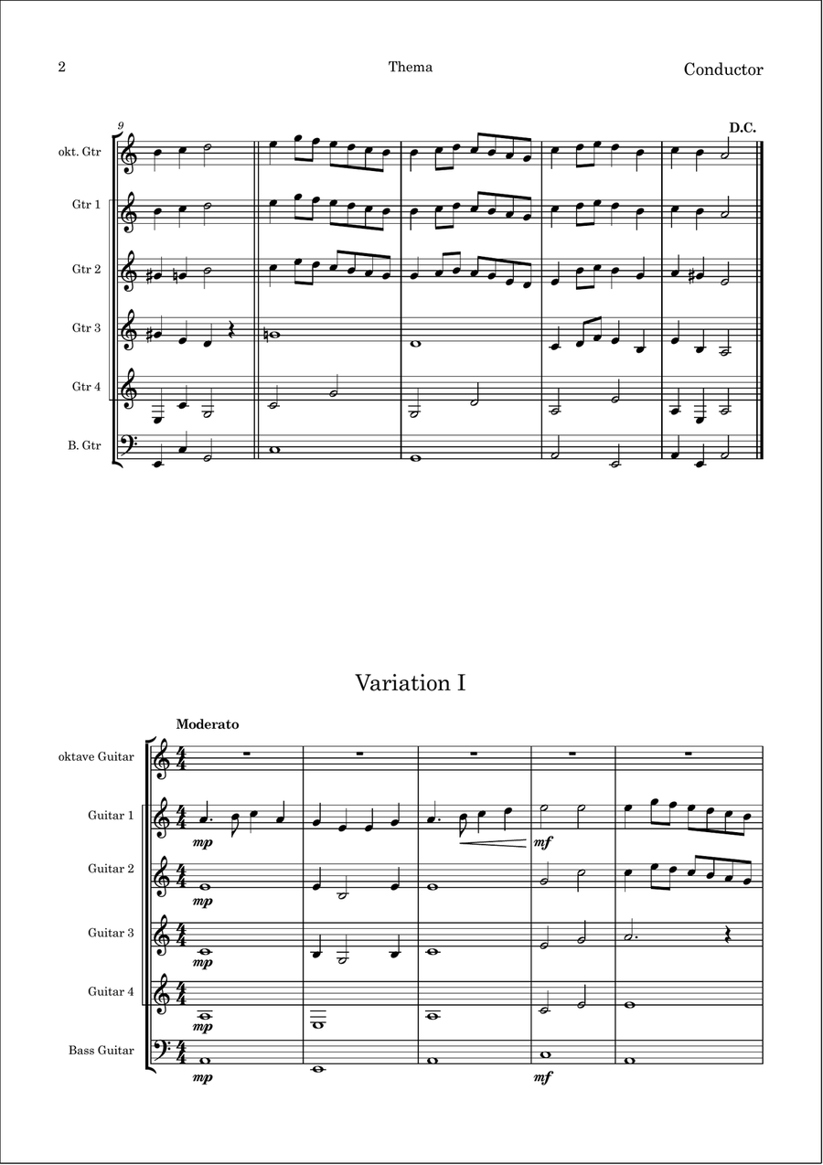 Tanz der Diener & Variation Guitar Ensemble scores gallery preview page 2