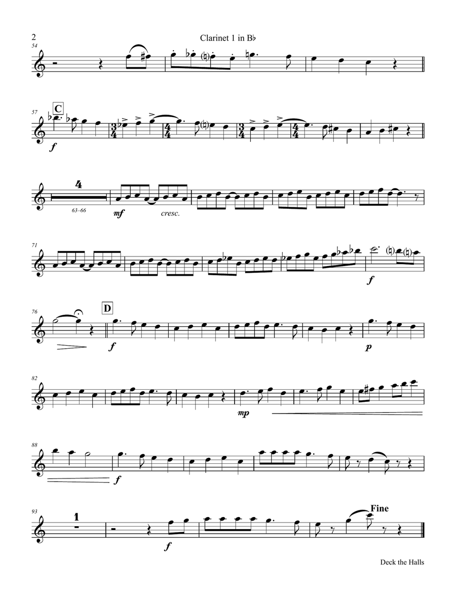 Deck the halls - Christmas Carol Polyphonic - Clarinet Trio - Ab Clarinet Trio scores gallery preview page 6