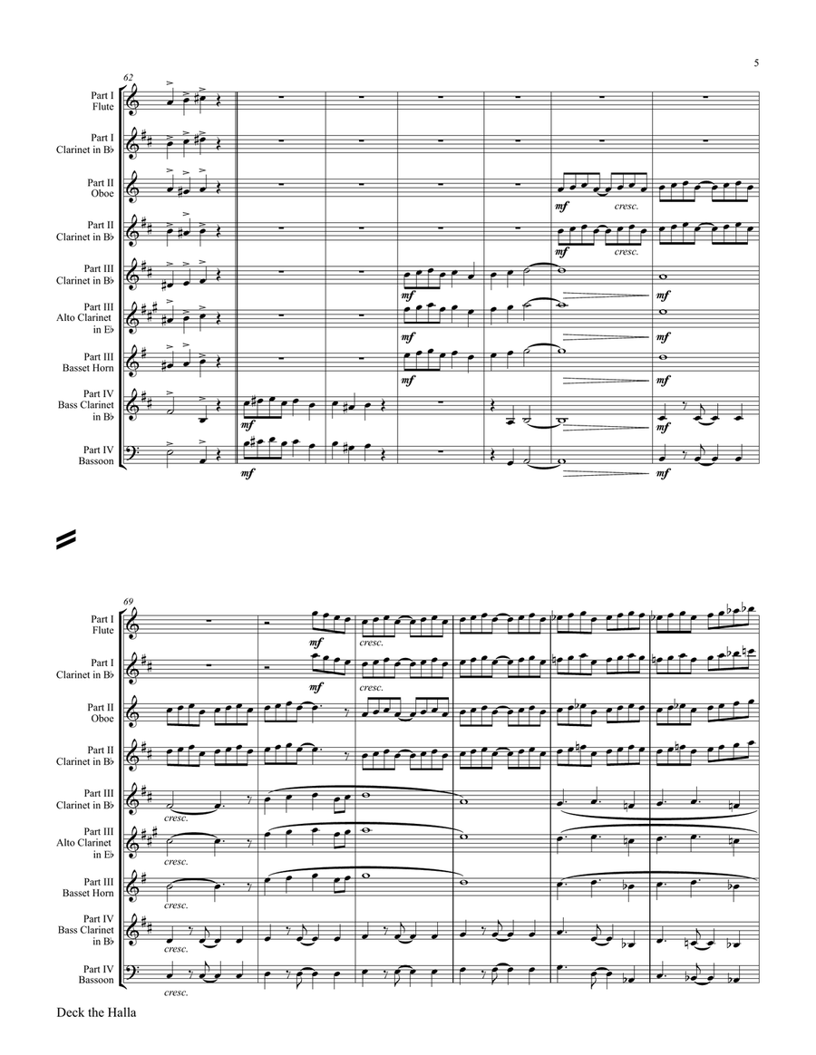 Deck the halls - Christmas Carol Polyphonic - Woodwind Ensemble - Bb Woodwind Quintet scores gallery preview page 6
