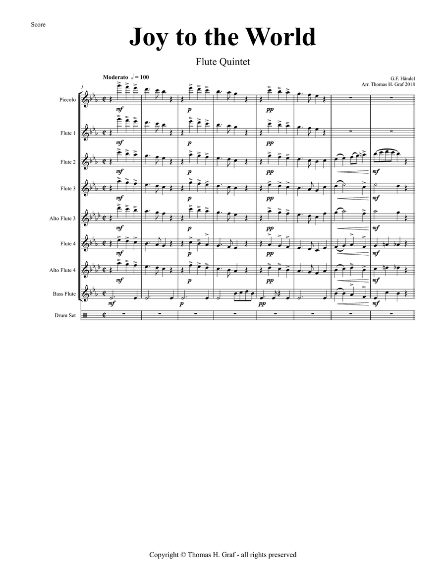 Joy to the World - Second Line Groove - Flute Quintet - Eb Woodwind Ensemble scores gallery preview page 2