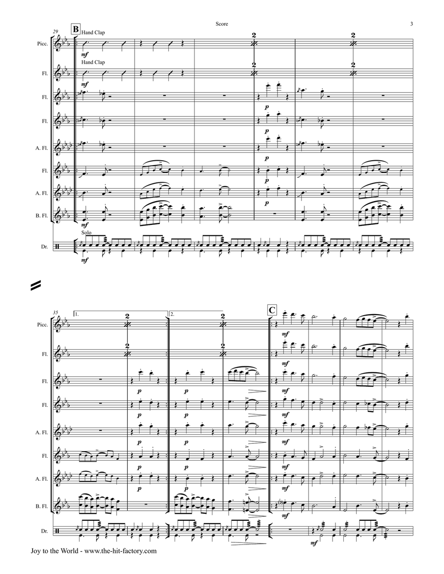 Joy to the World - Second Line Groove - Flute Quintet - Eb Woodwind Ensemble scores gallery preview page 4