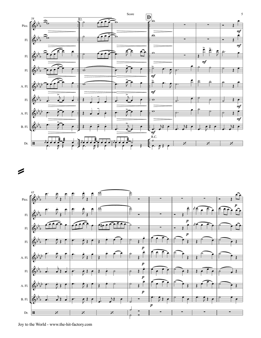 Joy to the World - Second Line Groove - Flute Quintet - Eb Woodwind Ensemble scores gallery preview page 6