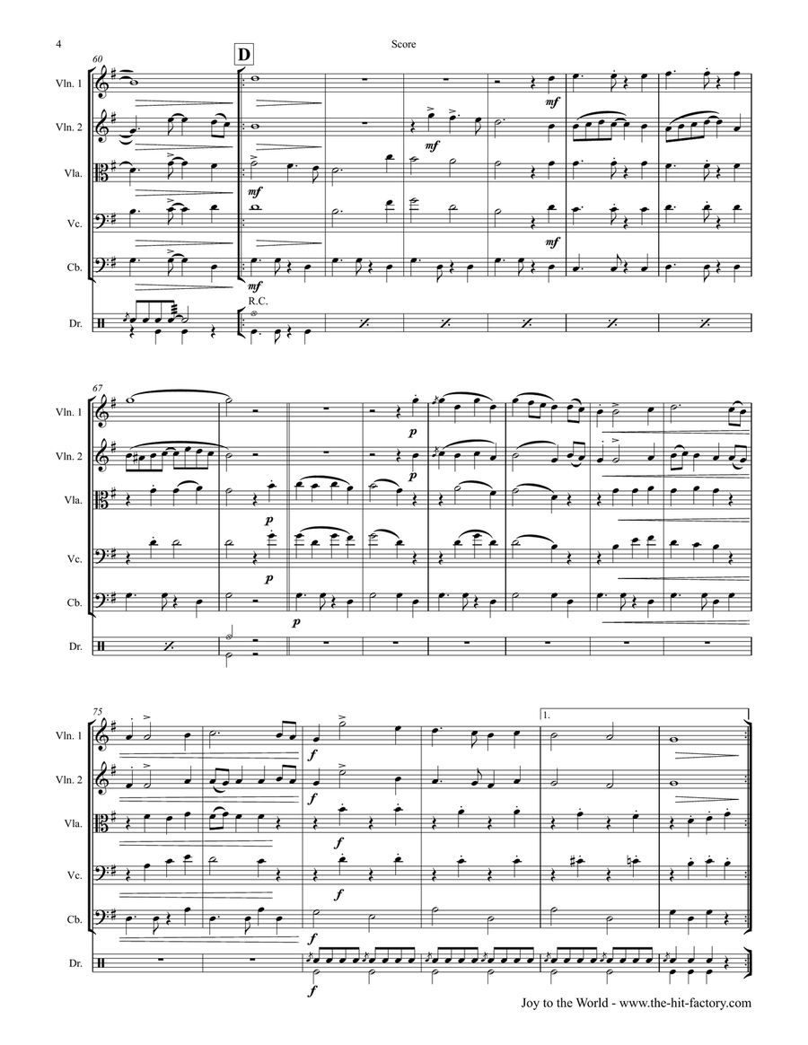 Joy to the World - Second Line Groove - String Quintet - G String Orchestra scores gallery preview page 5