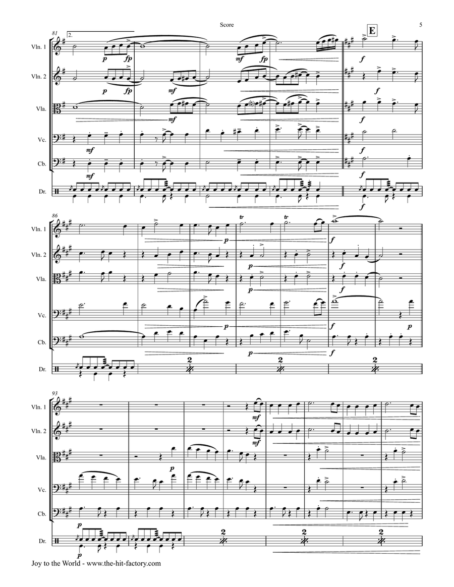 Joy to the World - Second Line Groove - String Quintet - G String Orchestra scores gallery preview page 6