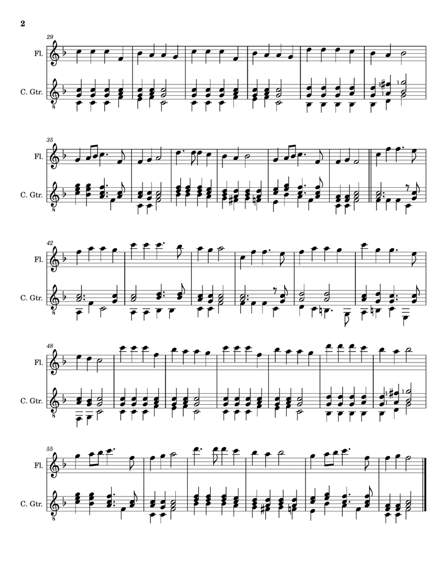Hark! The Herald Angels Sing - Arranged for Flute and Classical Guitar (Score and Parts) Chamber Music scores gallery preview page 2