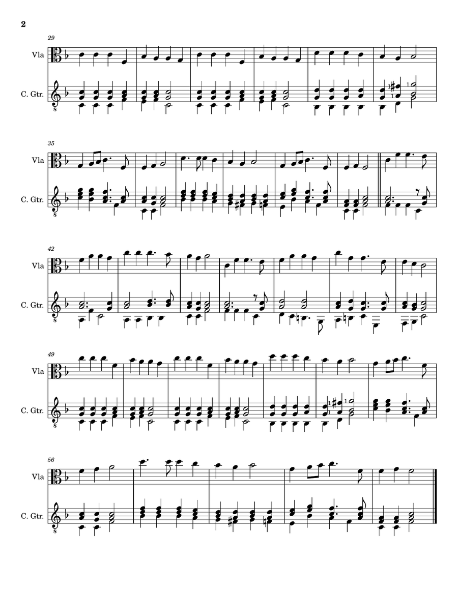 Hark! The Herald Angels Sing - Arranged for Viola and Classical Guitar (Score and Parts) String Duet scores gallery preview page 2