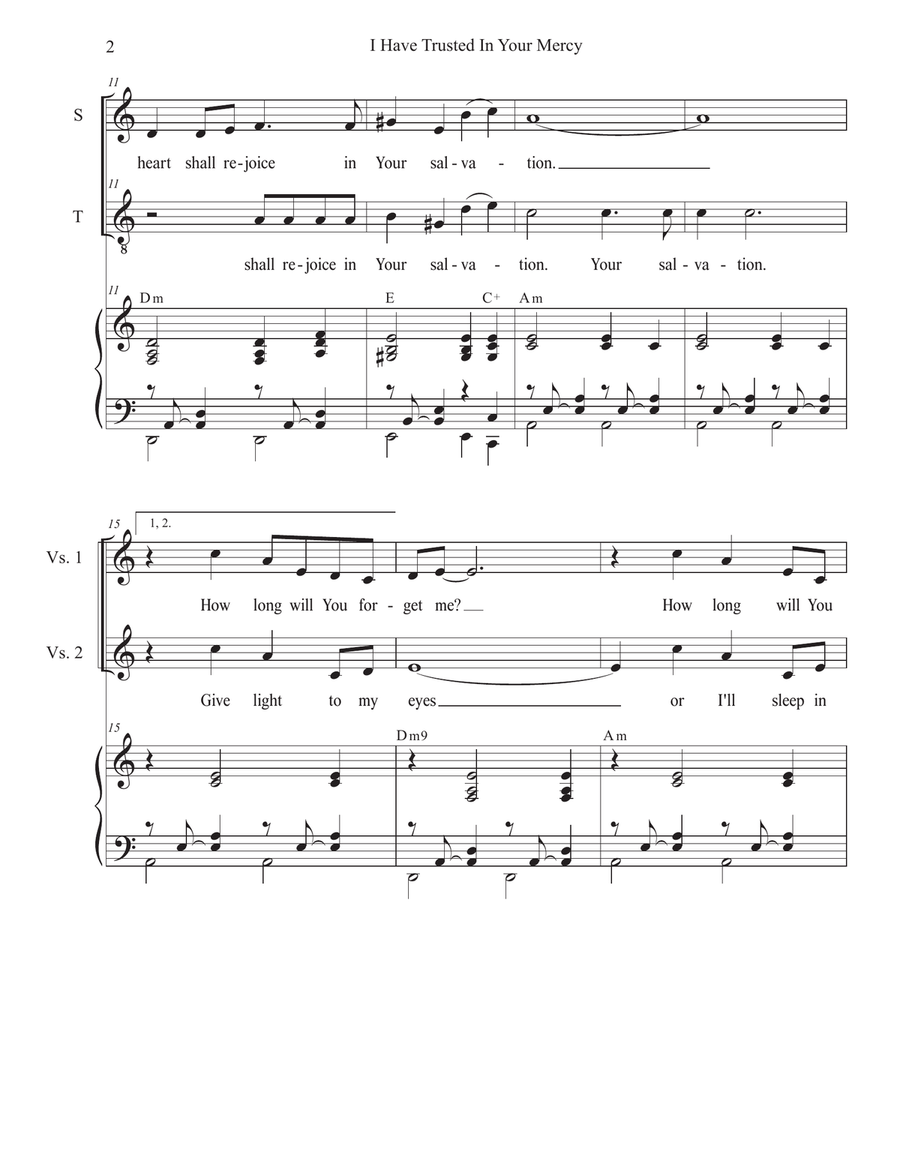 I Have Trusted In Your Mercy (2-part choir - (Soprano and Tenor) 2-Part scores gallery preview page 2