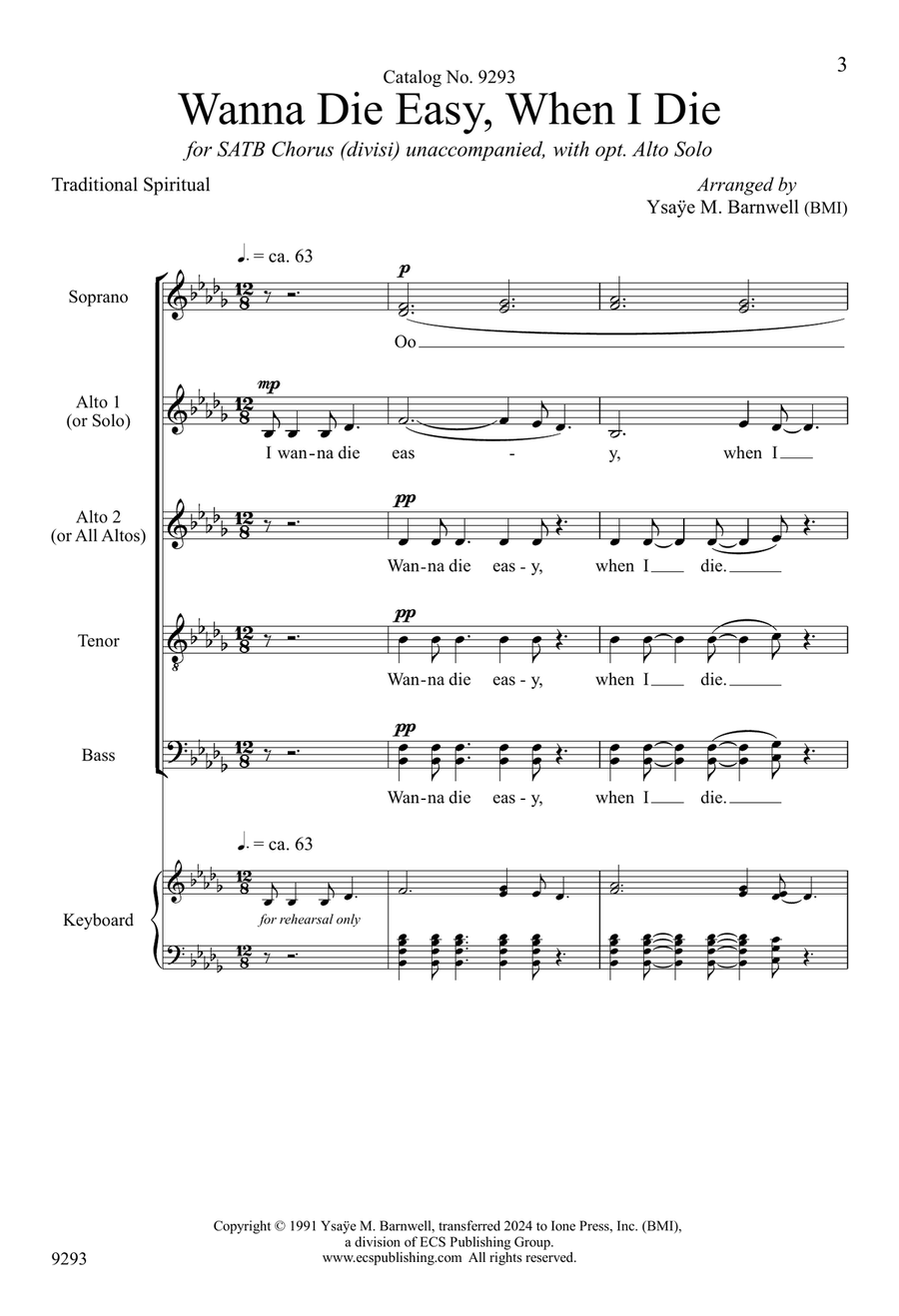 Wanna Die Easy, When I Die Divisi scores gallery preview page 3