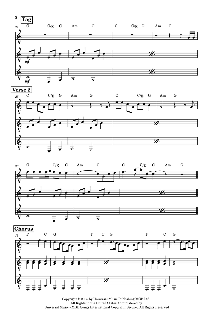 Fix You Guitar Ensemble scores gallery preview page 2