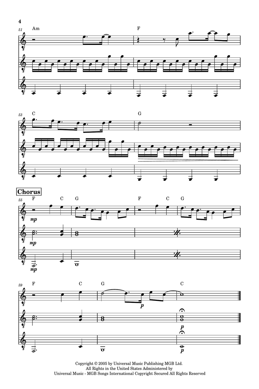 Fix You Guitar Ensemble scores gallery preview page 4