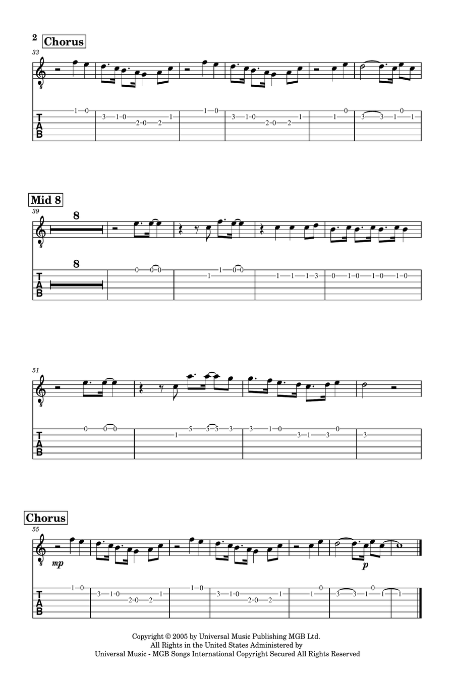 Fix You Guitar Ensemble scores gallery preview page 6