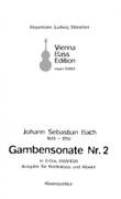 Gambensonate Nr. 2 in D-Dur, BWV 1028 BWV 1028